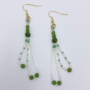 Long Dangle Earrings With Natural Stones